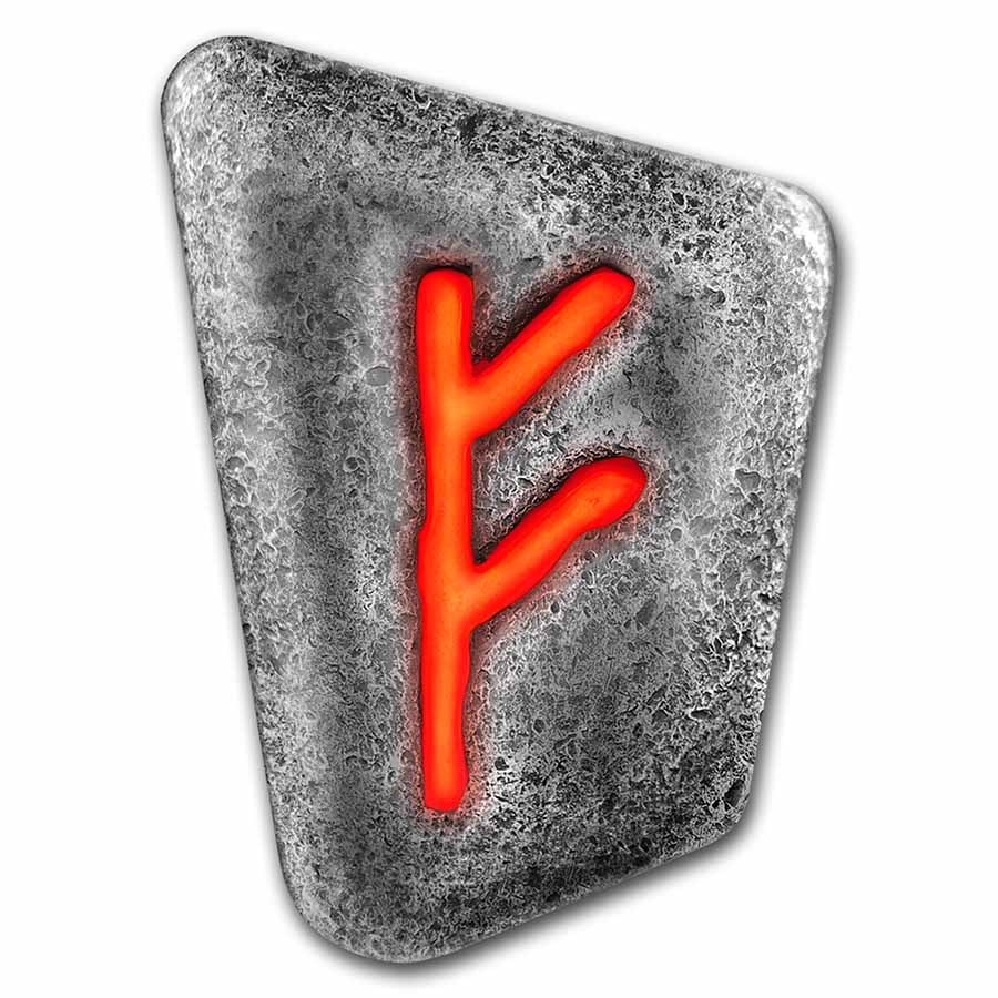 Fehu Rune Locket Buy 1 oz Silver Piece - Germania Mint Fluorescent Rune: Fehu | APMEX
