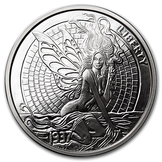 1 oz Silver Proof Round - Hobo Nickel (Green Fairy & Fish Bone)