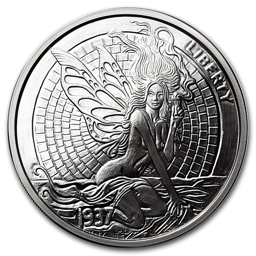 1 oz Silver Proof Round - Hobo Nickel (Green Fairy & Fish Bone)