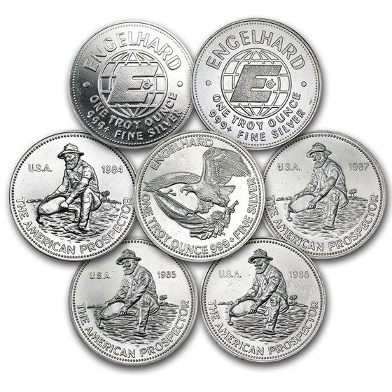 1 oz Silver Rnd - Engelhard Prospector (1982-1987 Set) 1 oz Silver Rnd - Engelhard Prospector (1982-1987 Set)