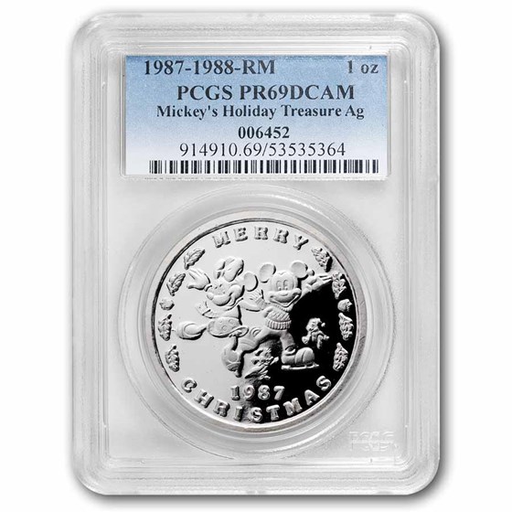 1 oz Silver Round - 1987 Mickey's Holiday Treasures (PR-69 PCGS)