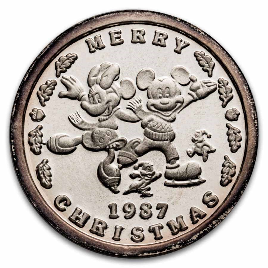 1 oz Silver Round - 1987 Mickey's Holiday Treasures (Rarities)