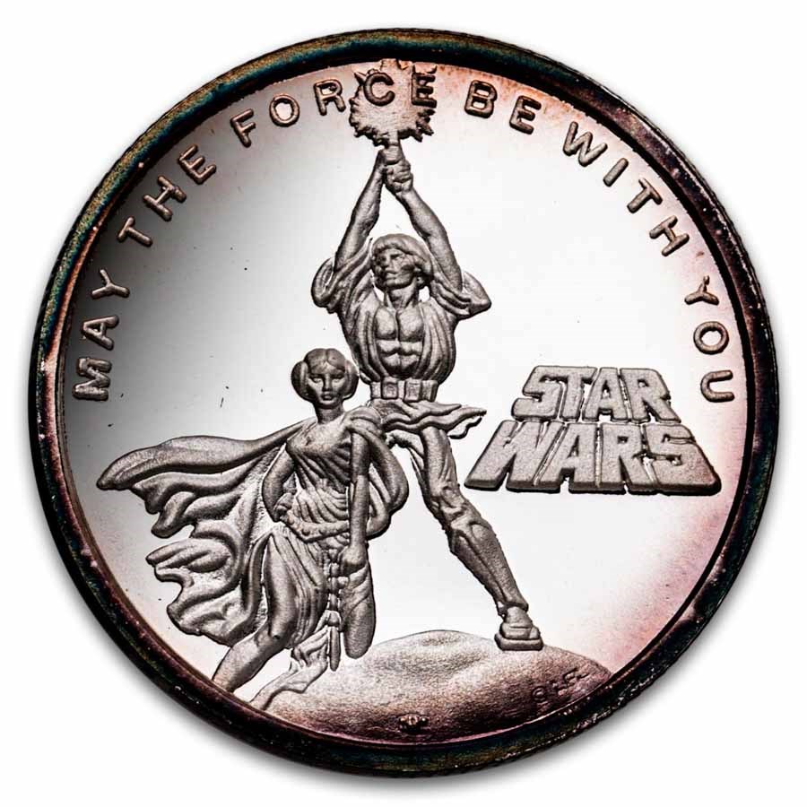 1 oz Silver Round - 1987 Rarities Mint Star Wars (Luke & Leia)