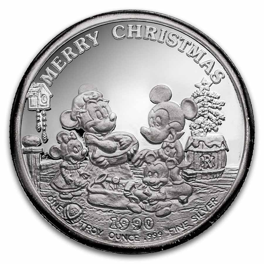 ミッキークリスマス 保護プラスチック封入/PCGS FirstStrike認定品 Buy 1990 1 oz Silver Mickey's Holiday Treasures (Rarities) | APMEX