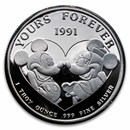 1 oz Silver Round - 1991 Disney Yours Forever (Rarities, 4th Ed.)