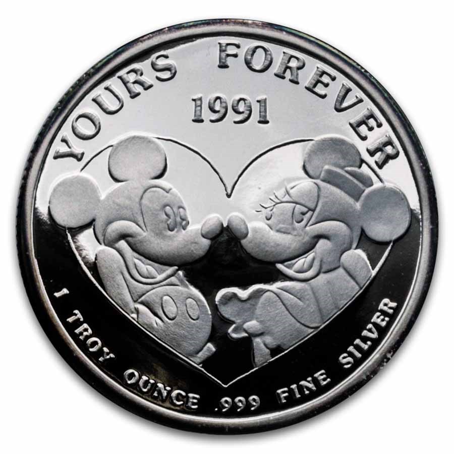 1 oz Silver Round - 1991 Disney Yours Forever (Rarities, 4th Ed.)