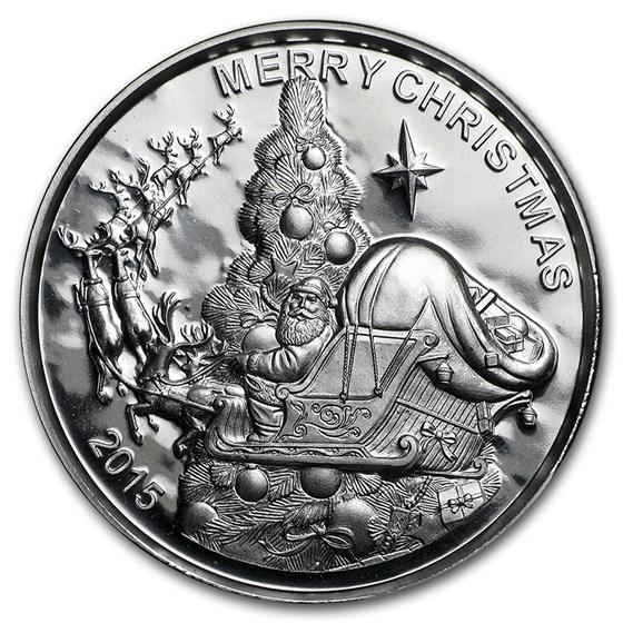 1 oz Silver Round - 2015 High Relief Merry Christmas 1 oz Silver Round - 2015 High Relief Merry Christmas