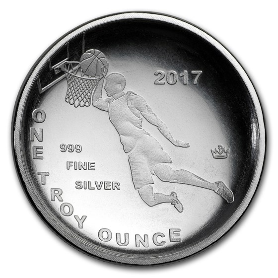 1 oz Silver Round - 2017 Domed Basketball 1 oz Silver Round - 2017 Domed Basketball