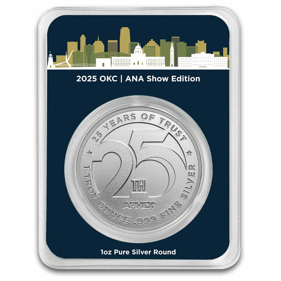 1 oz Silver Round - APMEX 25th Anniversary (OKC ANA TEP)