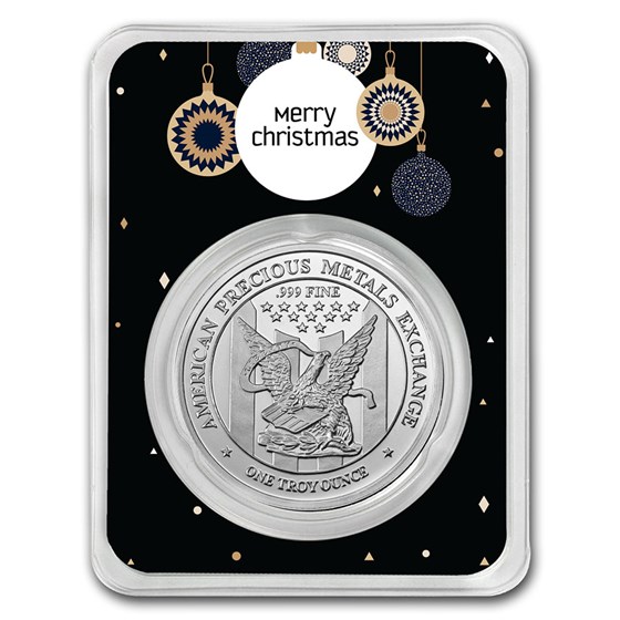 1 oz Silver Round - APMEX (w/Elegant Christmas Card, In TEP) 1 oz Silver Round - APMEX (w/Elegant Christmas Card, In TEP)