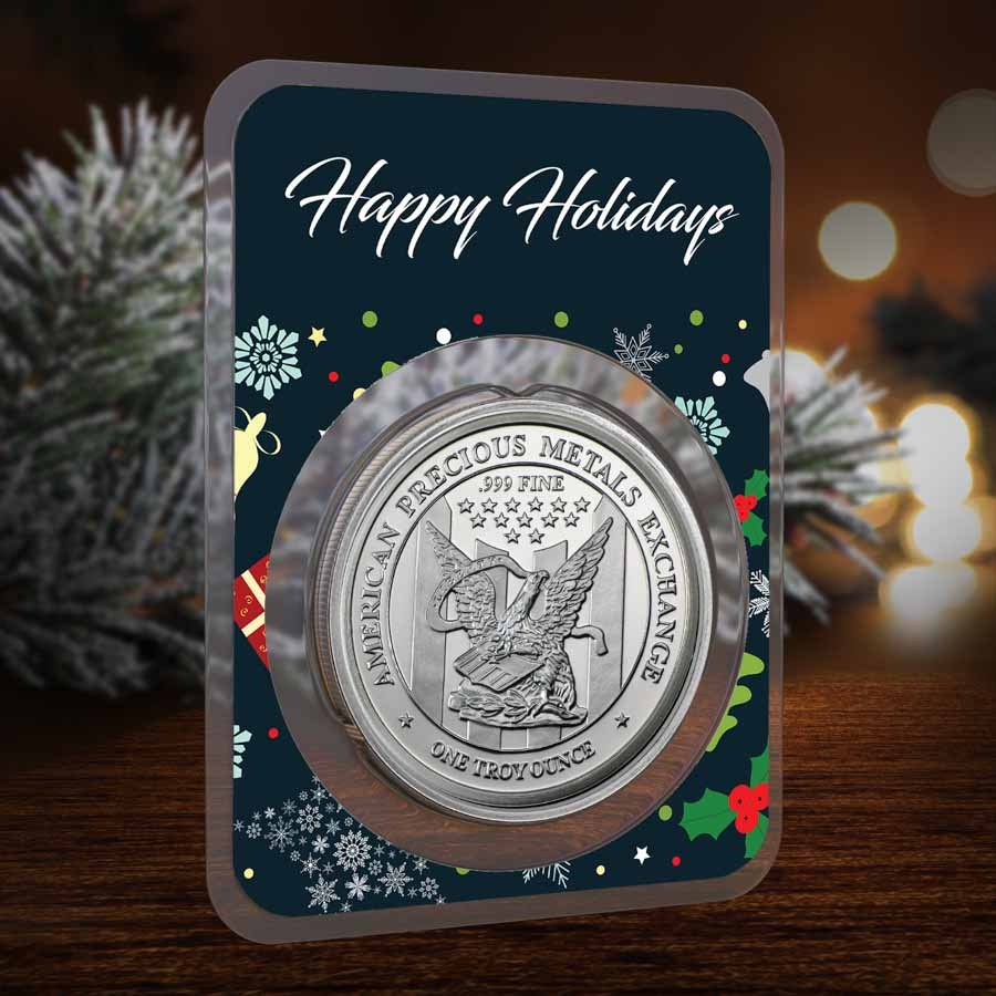 Buy 1 oz Silver Rnd Happy Holidays Collage Card TEP | APMEX