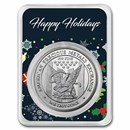 1 oz Silver Round - APMEX (w/Happy Holidays Collage Card, In TEP)