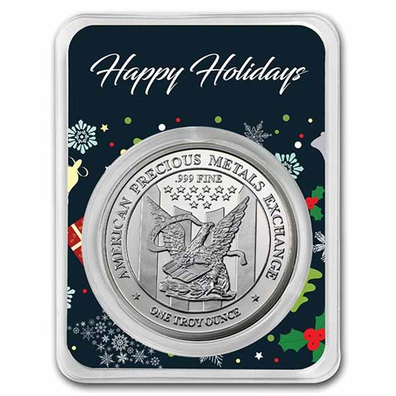 1 oz Silver Round - APMEX (w/Happy Holidays Collage Card, In TEP) 1 oz Silver Round - APMEX (w/Happy Holidays Collage Card, In TEP)