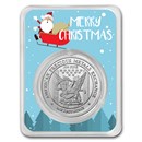 1 oz Silver Round - APMEX (w/Santa & Sleigh Card, In TEP)