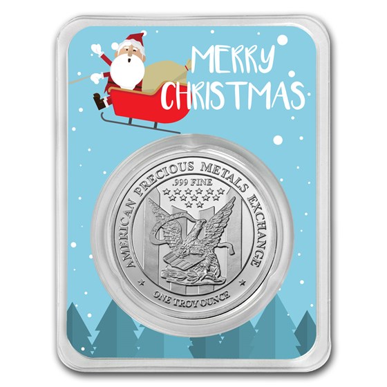 1 oz Silver Round - APMEX (w/Santa & Sleigh Card, In TEP) 1 oz Silver Round - APMEX (w/Santa & Sleigh Card, In TEP)