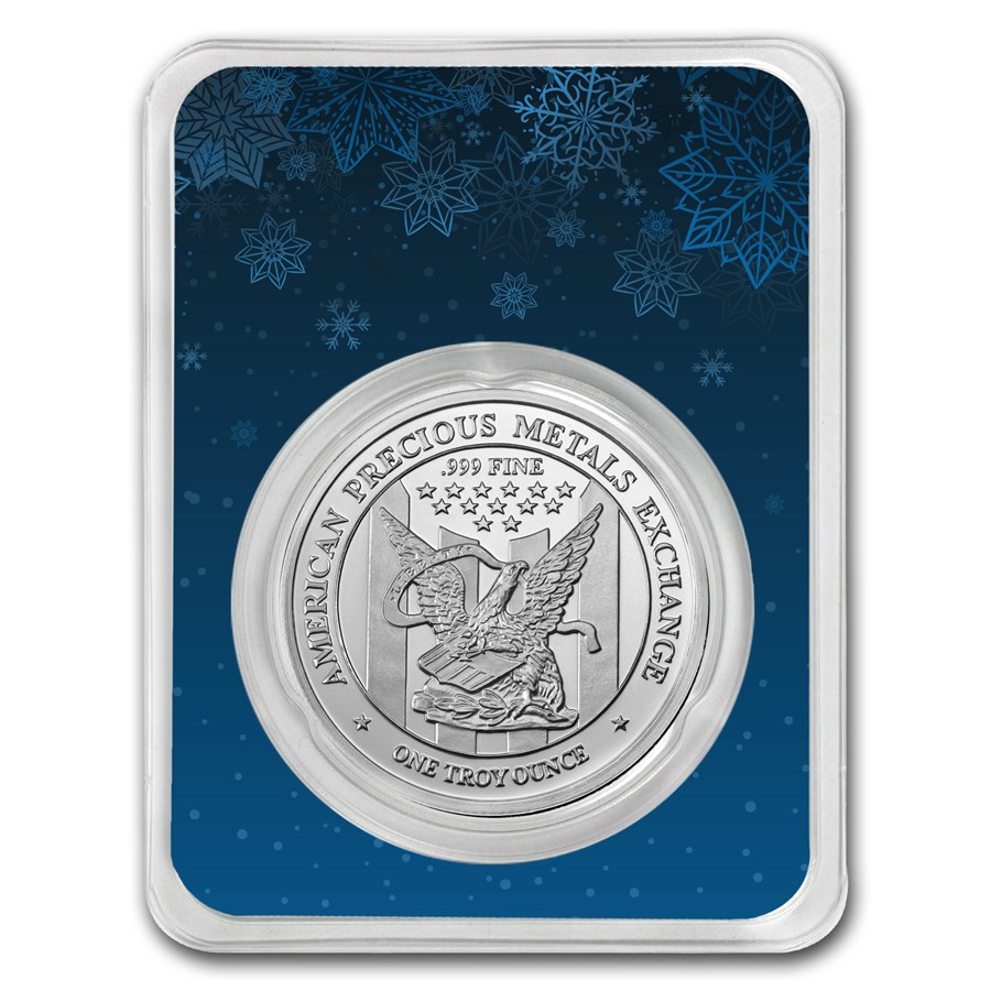1 oz Silver Round - APMEX (w/Snowflakes Card, In TEP)