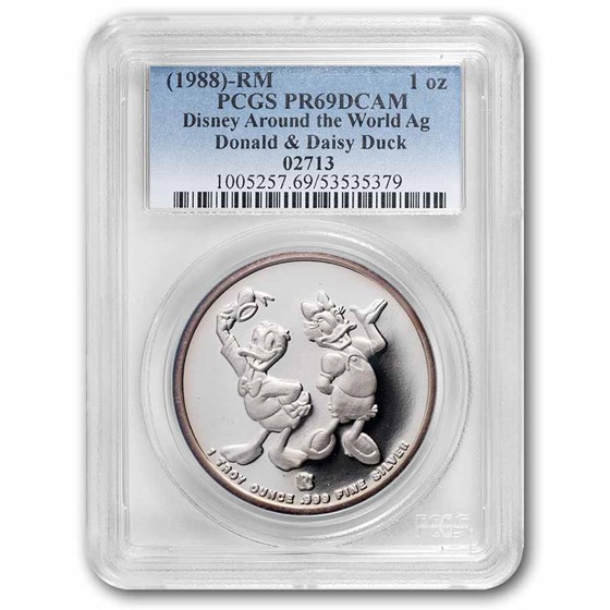 1 oz Silver Round - Around The World (Donald & Daisy, PR-69 PCGS)