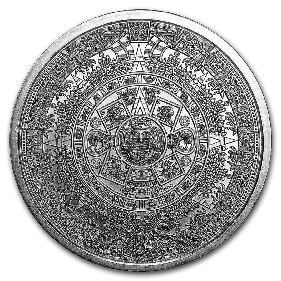 Mixed US Aztec Calendar Cuauhtemoc 1 oz 999 Silver USA Made BU Round Mixed US Aztec Calendar Cuauhtemoc 1 oz 999 Silver USA Made BU Round