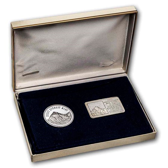 1 oz Silver Round/Bar Set - 1974 Mount Everest Mint 1st Anniv.
