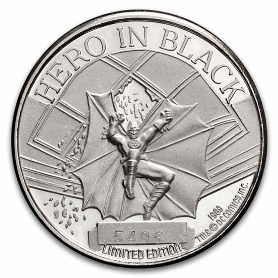 1 oz Silver Round - BATMAN (50th Anniversary, Hero in Black) 1 oz Silver Round - BATMAN (50th Anniversary, Hero in Black)