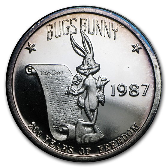 1 oz Silver Round - Bugs Bunny (1987, w/Box & COA) 1 oz Silver Round - Bugs Bunny (1987, w/Box & COA)