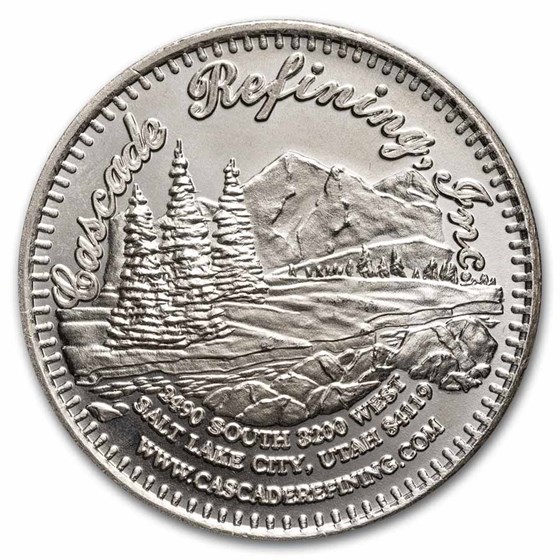 1 oz Silver Round - Cascade Refining Inc Salt Lake City Utah 1 oz Silver Round - Cascade Refining Inc Salt Lake City Utah