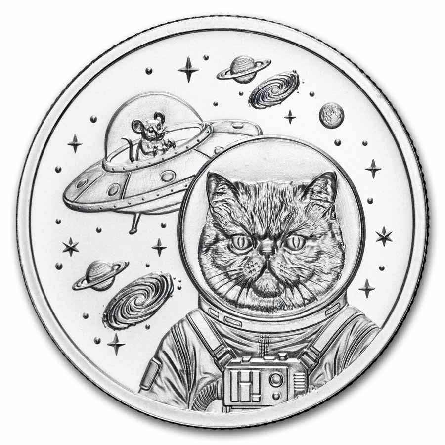 P.Silver Cat 銀猫 （OC） Buy 1 oz Silver Purrfectly Silver Cosmic Cat Round | APMEX