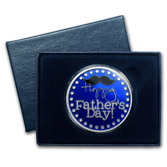 1 oz Silver Round - Father's Day Mustache (Enameled, Box & Cap ) 1 oz Silver Round - Father's Day Mustache (Enameled, Box & Cap )