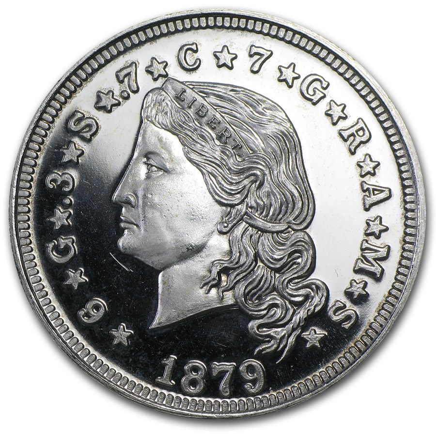 Buy 1 oz Silver Round Flowing Hair 4 Dollar Stella (Replica) APMEX