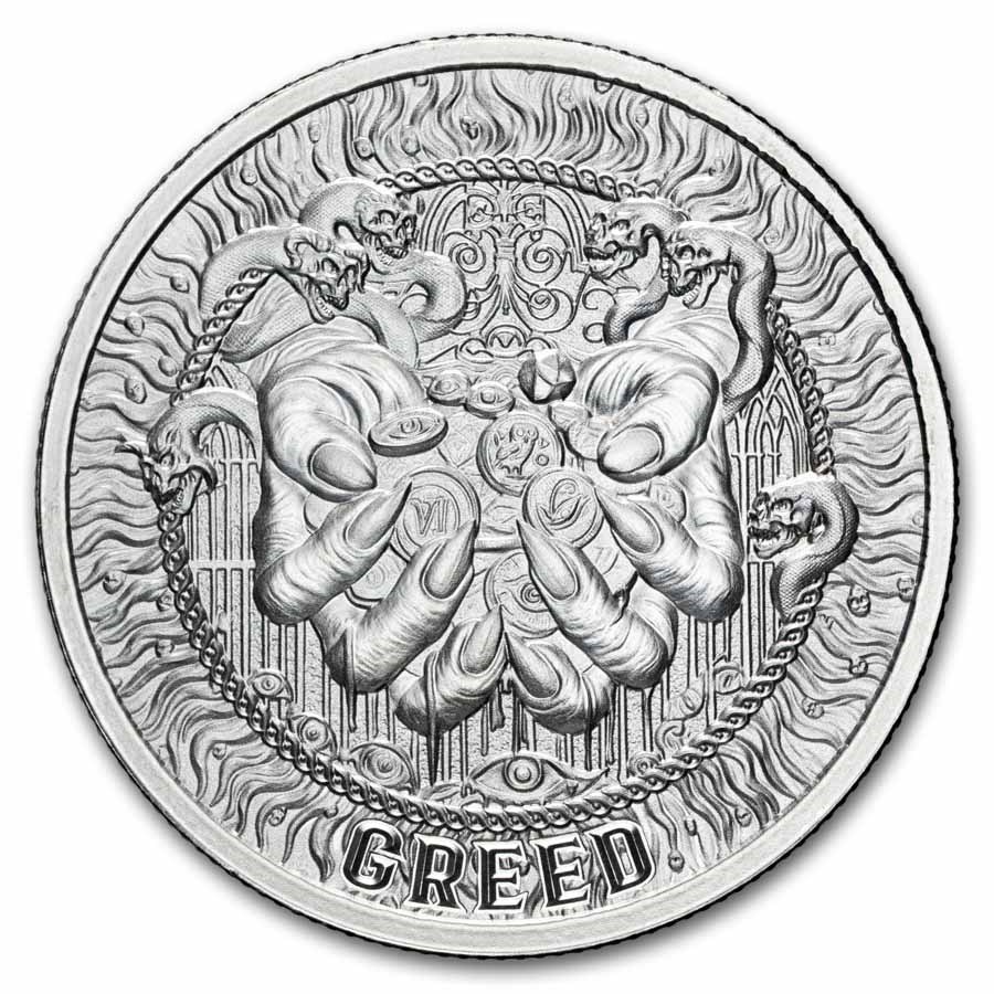 1 oz Silver Round - Greed (Seven Deadly Sins)