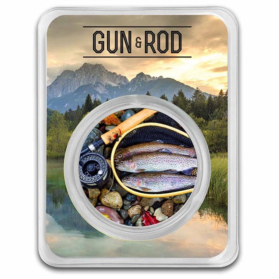 1 oz Silver Round - Gun & Rod (Trout) Colorized w/ TEP