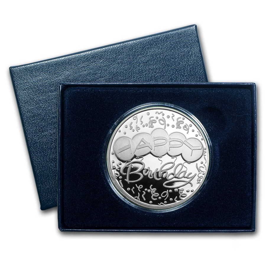 1 oz Silver Round - Happy Birthday Balloons (Box & Caps)