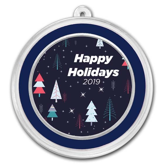 Buy 1 oz Silver Round - Happy Holidays Festive Trees | APMEX