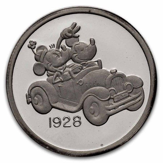 1 oz Silver Round - Hollywood Mickey (1928, Mickey/Minnie, Cap.)