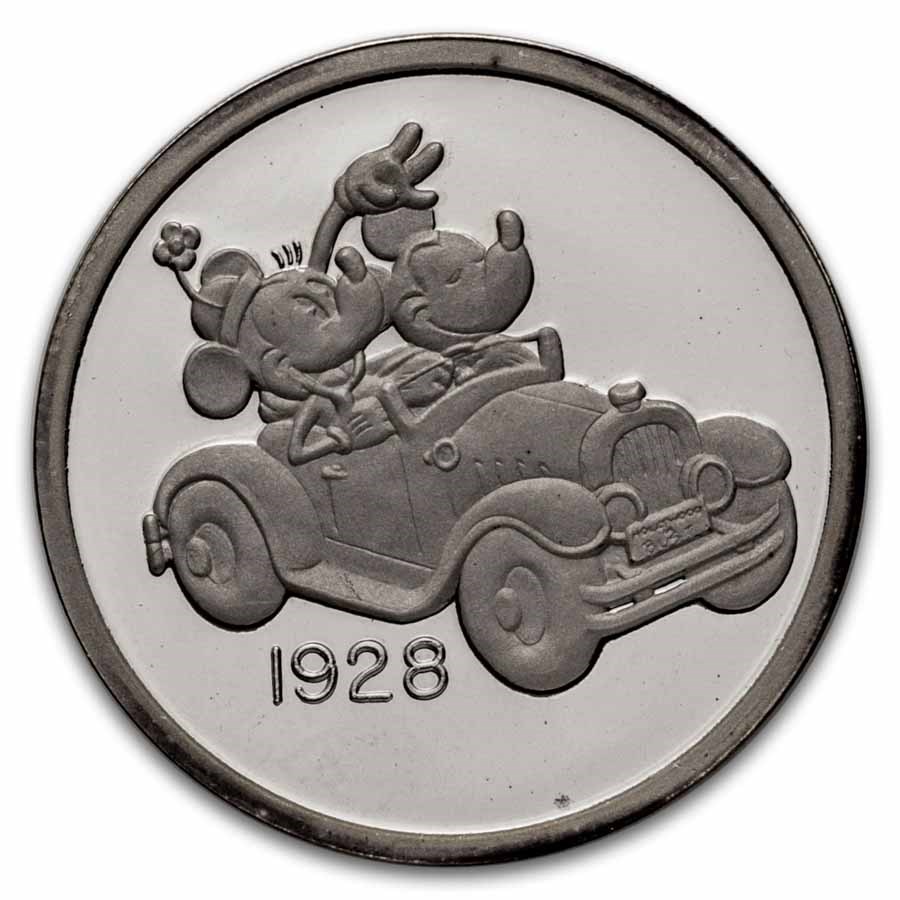 1 oz Silver Round - Hollywood Mickey (1928, Mickey/Minnie, Cap.)