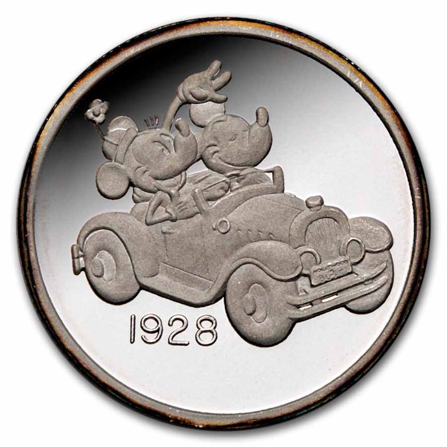 1 oz Silver Round - Hollywood Mickey (1928, Mickey & Minnie)