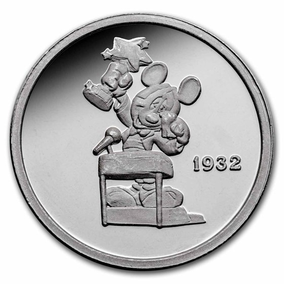 1 oz Silver Round - Hollywood Mickey (1932, Honorary Oscar, Cap.)
