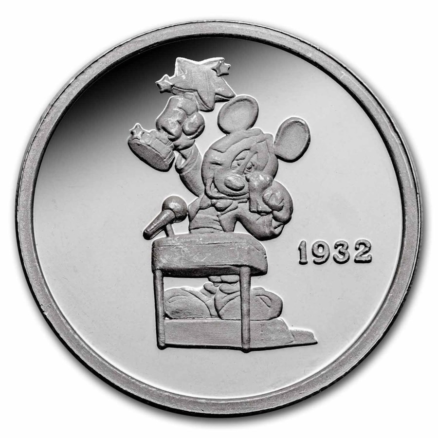 1 oz Silver Round - Hollywood Mickey (1932, Honorary Oscar, Cap.)
