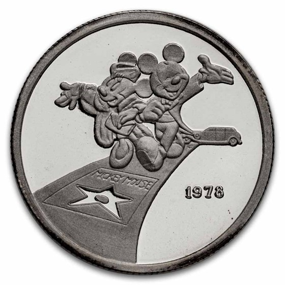 1 oz Silver Round - Hollywood Mickey (1978, Walk of Fame, Cap.)