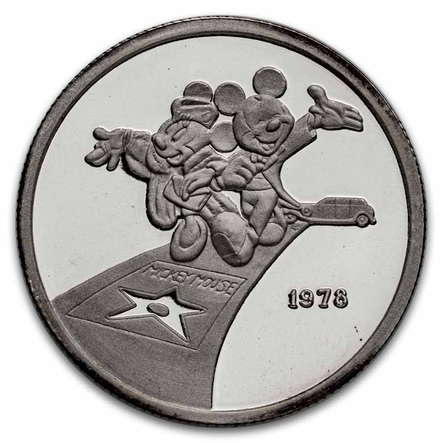1 oz Silver Round - Hollywood Mickey (1978, Walk of Fame, Cap.)