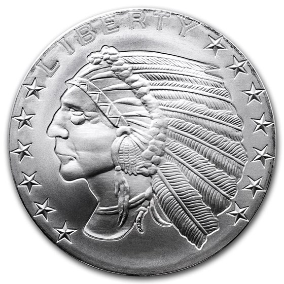 1 oz Silver Round - Incuse Indian 1 oz Silver Round - Incuse Indian