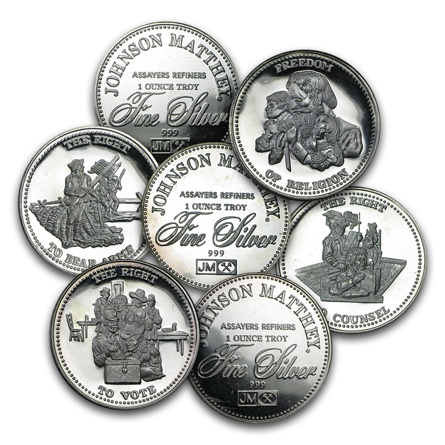 1 oz Silver Round - Johnson Matthey (Freedom, Random Design)
