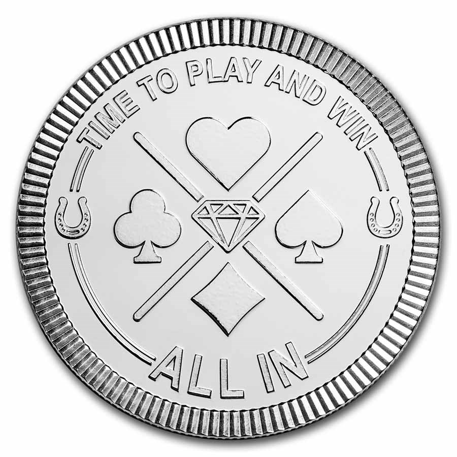 1 oz Silver Round - Lucky Poker (Stackable)