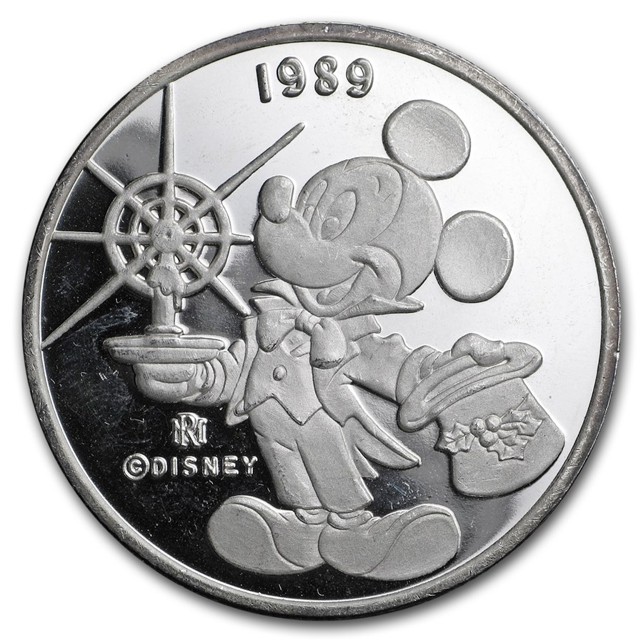 1 oz Silver Round - Mickey/Pluto - Christmas/New Year