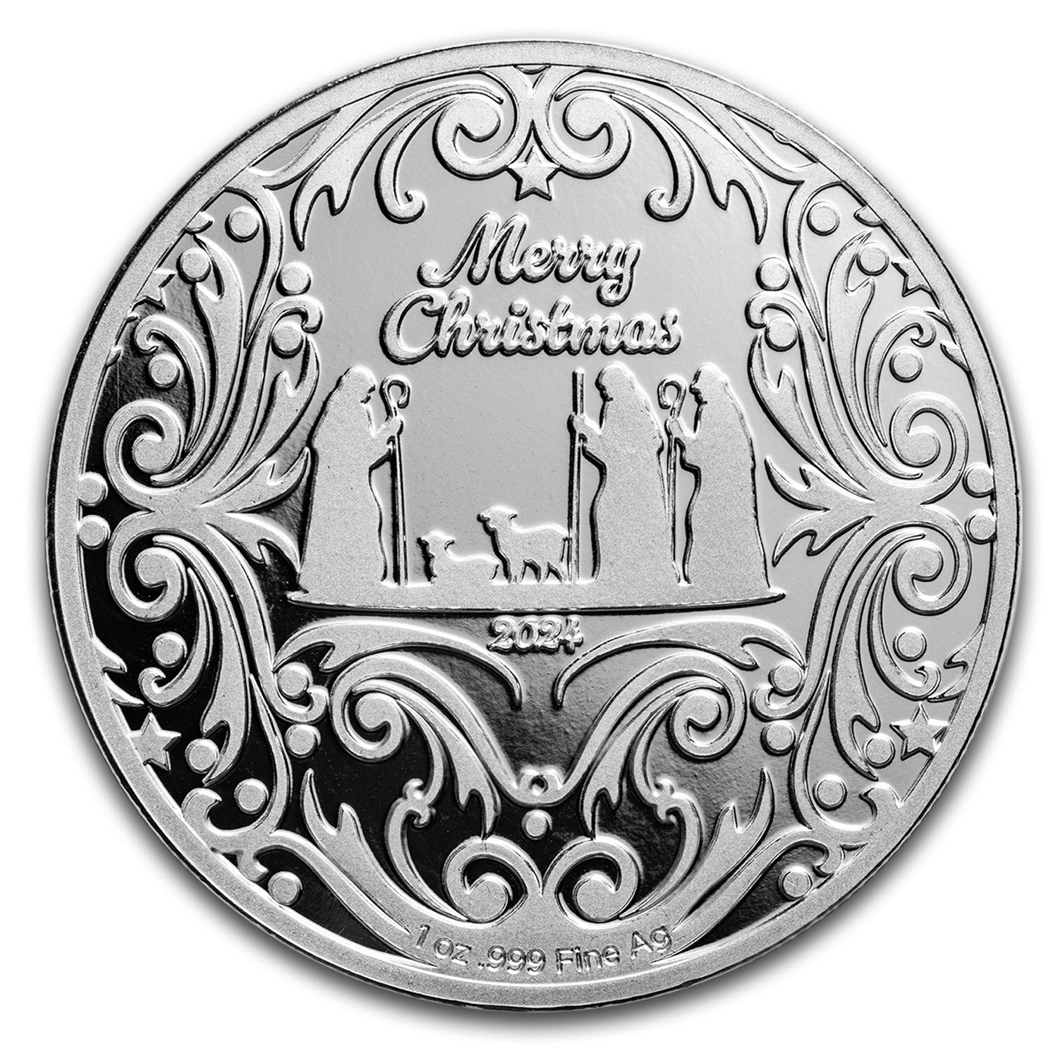 Thanksgiving Silver Rounds APMEX - 1 oz Silver Round - Nativity (Ornate Design, Limited Edition)