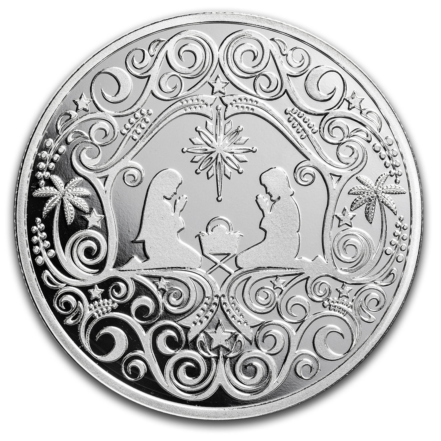 Thanksgiving Silver Rounds APMEX - 1 oz Silver Round - Nativity (Ornate Design, Limited Edition)