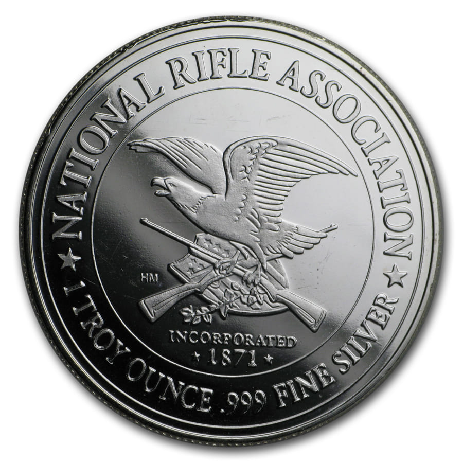 .999 Pure Silver White Tail Deer Frosted National Rifle Association 1oz scuffs 