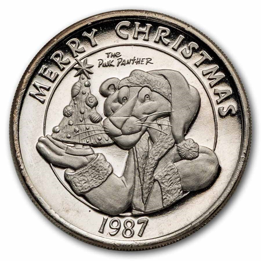 1 oz Silver Round - Pink Panther (1987 Merry Christmas)