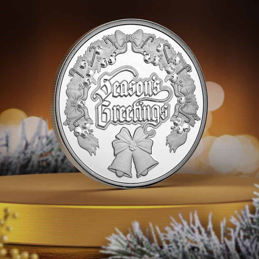 1 oz Silver Round - Season's Greetings Wreath