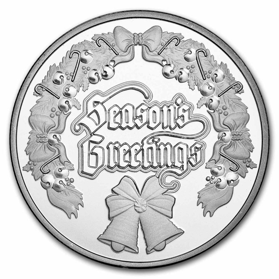 1 oz Silver Round - Season's Greetings Wreath